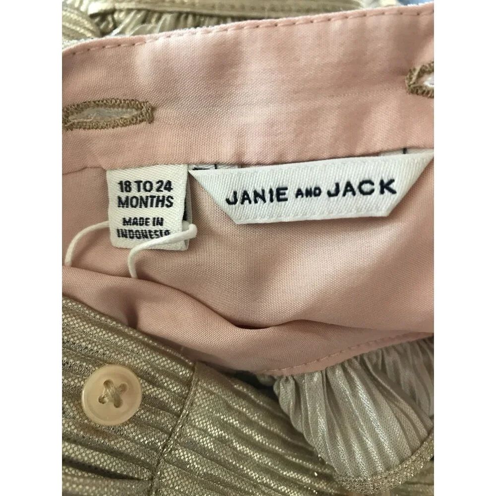 Janie And Jack Girls Baby Size 18-24‎ Months Gold Romper Ruffle Short Sleeve